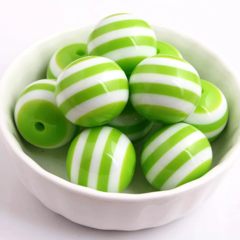 

Kwoi vita Chunky Round 20MM Lime Green Color 100pcs Resin Strips Beads Jewelry