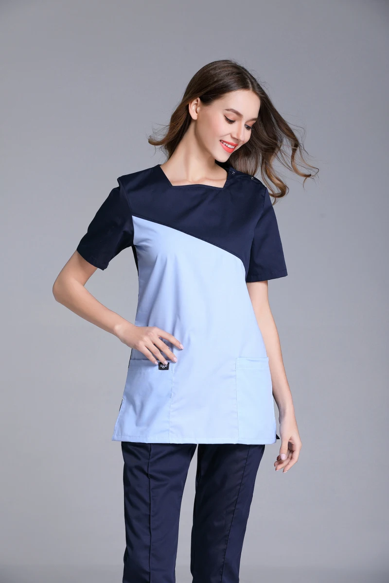VIAOLI лето новый хирургические халаты мода молния дизайн v-образный вырез медсестры одежда салон красоты зубная клиника Спецодежда
