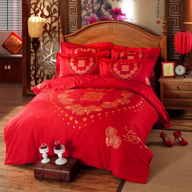 double happiness rose print bedding set queen king size duvet covers covers print sheets