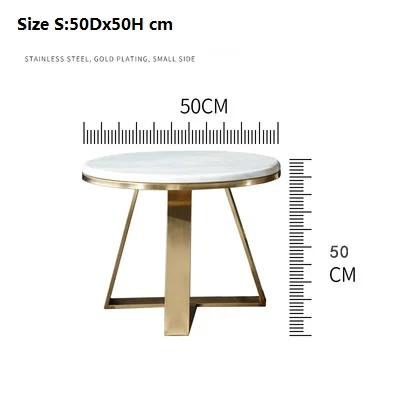 Скандинавский мраморный боковой круглый стол угловой современный светильник Роскошная гостиная из нержавеющей стали позолоченный Маленький журнальный столик - Цвет: Size S gold