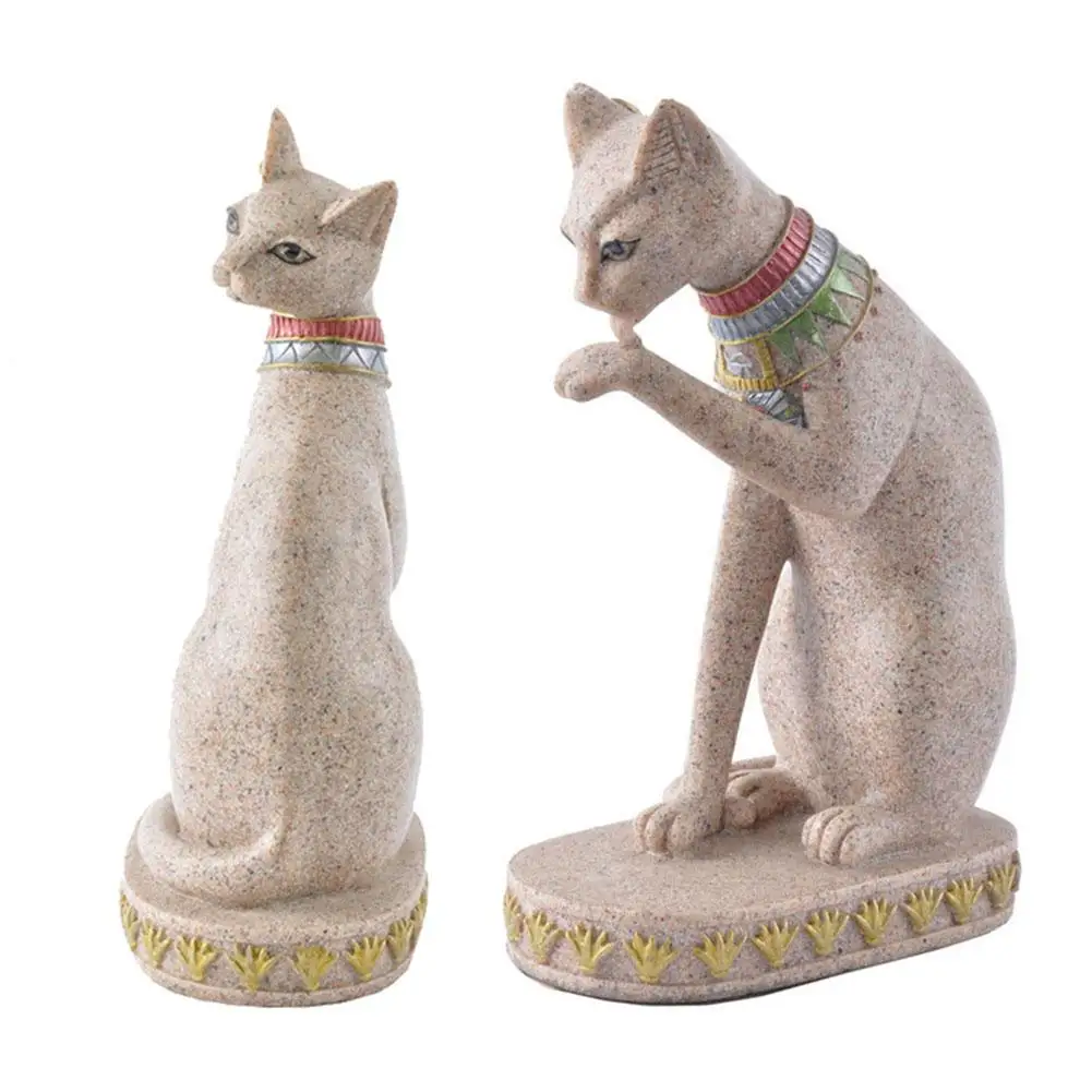 

Sandstone Egyptian Cat God Statue Cat Ancient Egypt Gyptian Cat Figurine Statue Decoration Vintage Cat Goddess Bastet Statue