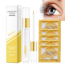 5 пар Хрустальная Золотая маска для глаз патчи для глаз под глазами уход против морщин темные круги+ 1 шт. Сыворотка для роста ресниц эссенция набор для ухода за глазами