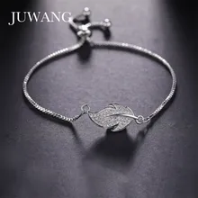 Бренд juwang лист кубического циркония Кристалл Браслеты для женщин девушки Мужчины Золото Цвет ювелирные изделия Модные вечерние подарки любовь