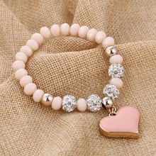 ZOSHI Romantic Vintage Bracelets For Women Heart Pendant Bracelets with bling crystal Beads Fit Pan Bracelets