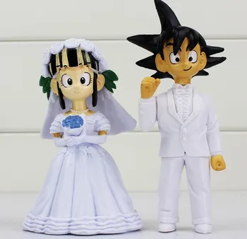 

Free Shipping Japan Anime Dragon Ball Goku ChiChi Wedding PVC Figure Toys 8cm 2pcs/set