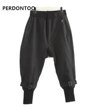 Харадзюку Готический стиль мужские брюки Модные капри тонкий британский стиль брюки мужские джинсы мужские панк-рокерские брюки