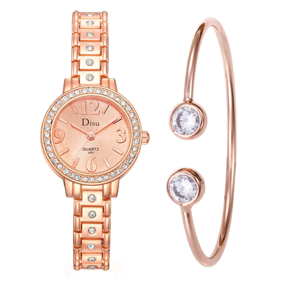 

DISU Fashion Quartz WristWatch Women Light Luxury Lady Temperament Watch Bracelet Set Chain Watch Birthday Gift Girl Clock #B