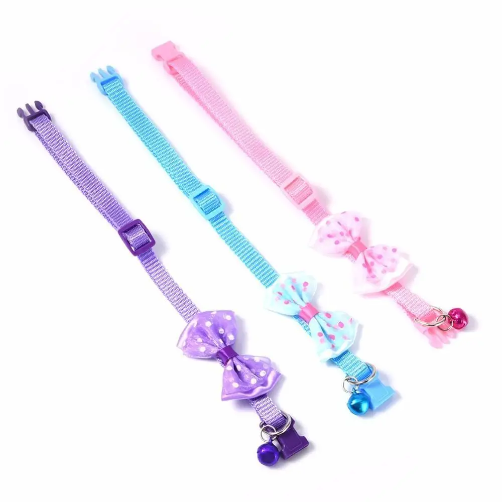 1pcs Bowknot Design Nylon Dog Puppy Cat Collars adjustable Necklace Harness With Bell For Pet Small Animal Pets Supplies | Дом и сад