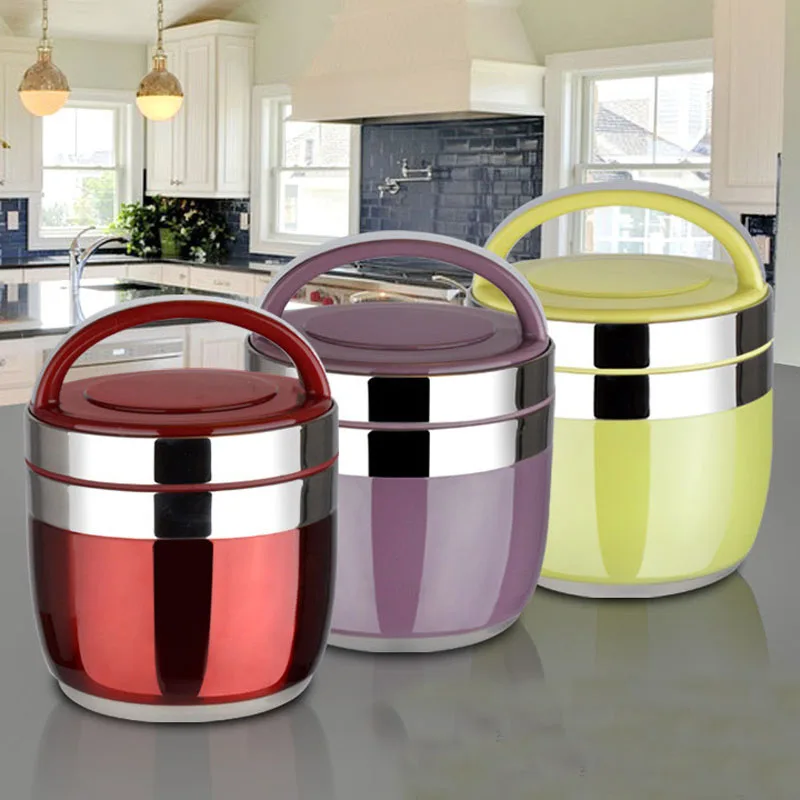 Portable stainless steel insulated thermo lunch boxes and food containers