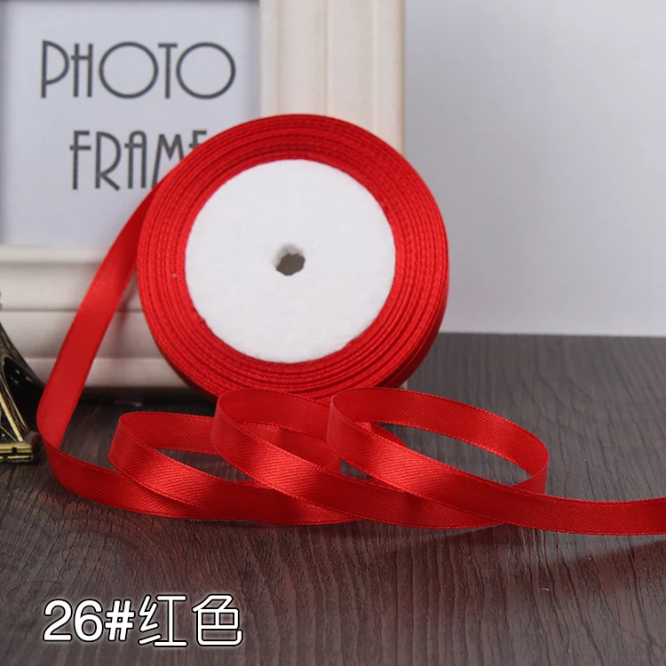 Новинка, 10 мм, 22 метра, односторонняя сатиновая лента, красивая декоративная подарочная упаковка, Свадебные Рождественские ремесла, белые, красные, черные ленты - Цвет: red
