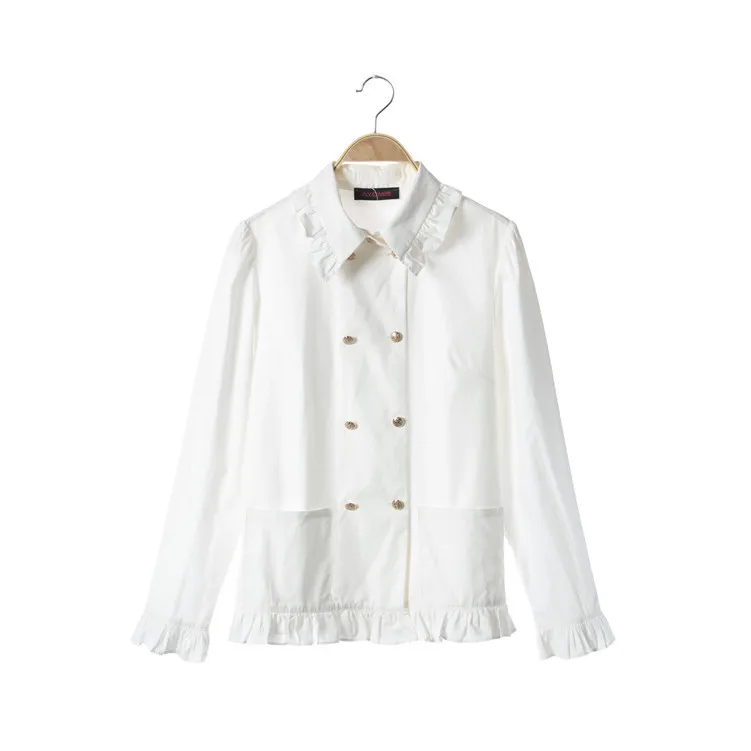 

New female autumn coat jacket ladies leisure loose white cardigan shirt F0763