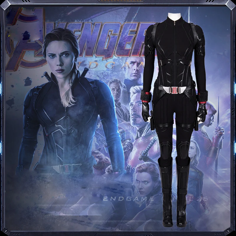 Avengers 4 Endgame Black Widow Battle Suit Cosplay Costume Halloween Women Natasha Romanoff costume Black Widow Jumpsuit Black