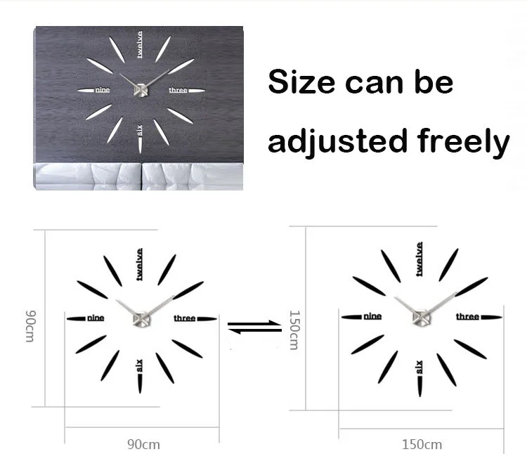 Кварцевые часы продажи акриловое зеркало DIY часы, настенные часы настольные часы на стене Современный 3D дизайн наклейки на стены для декора дома