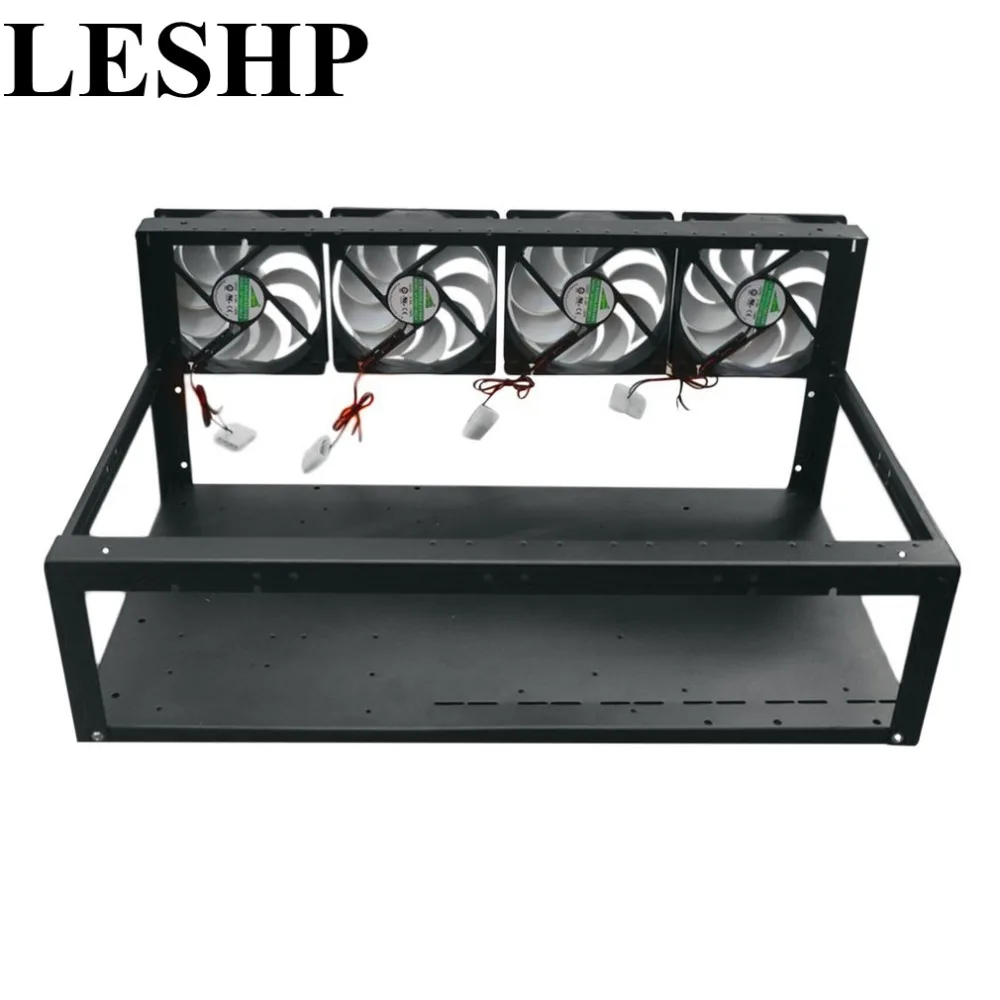 

6 Graphics Card GPU Mining Rig Aluminum Case with 4 12cm Fans Open Air Frame for ETH ZEC for Bitcoin Mining Case Kit