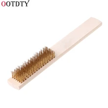 OOTDTY, медная проволока, латунь, Briste, деревянная ручка, проволочная щетка, 208 мм, для чистки металла, M14