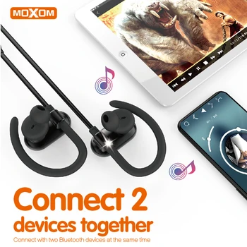 

MOXOM Bluetooth Earphones Wireless Headset 4.1+EDR Sweat Proof Earbuds Professional Bass Earphone Ultra Long Time for Phone