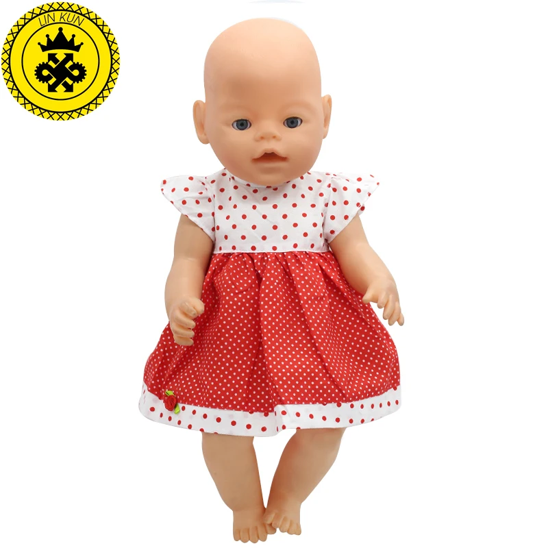 Fit 43cm Zapf Baby Born font b Doll b font Clothes White Red Dot Floral Clothes