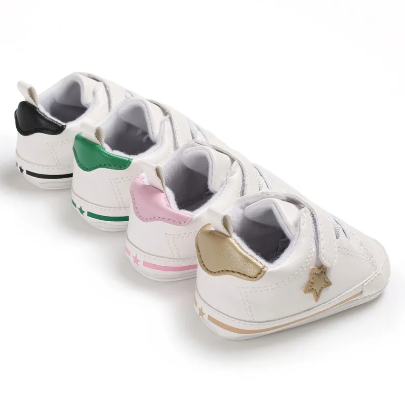 Детские кроссовки новый стиль звезды младенцев малыша обувь 4 вида цветов Нескользящие новорожденных кроватки из искусственной кожи