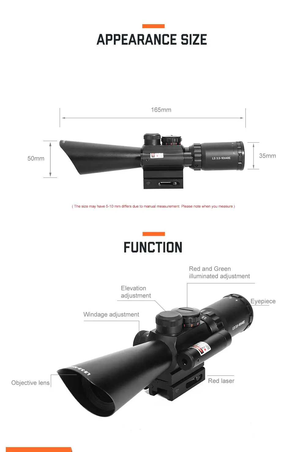 LUGER LS 3,5-10X40EG прицел красный зеленый с подсветкой тактический оптический прицел охотничий прицел подходит 20 мм рейку для пневматического пистолета