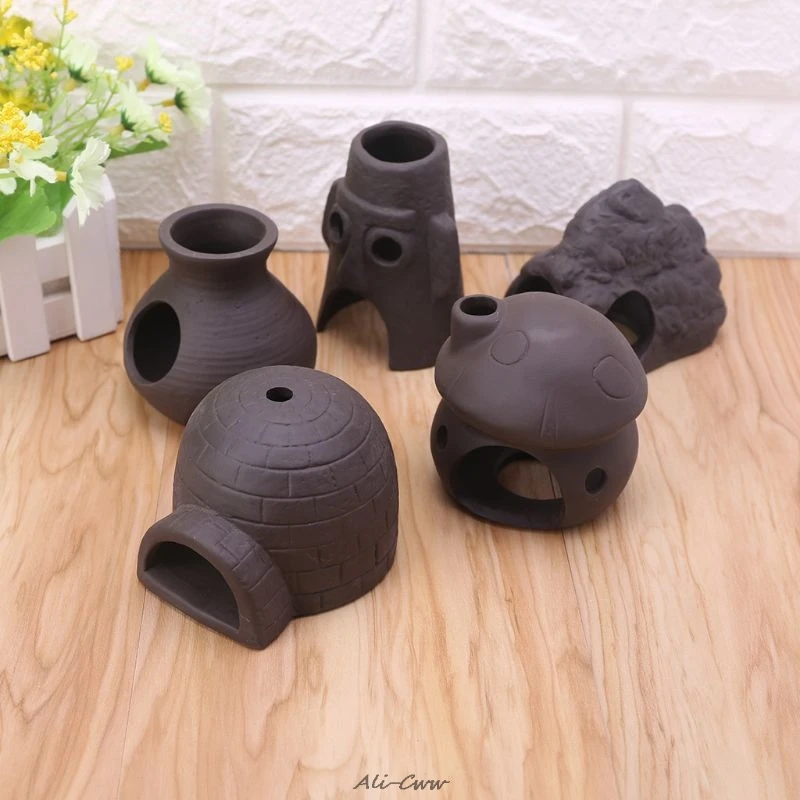 

Aquarium Hiding Cave For Fish Shrimp Ceramics Reptile Artificial Caves Fish Tank Landscape Supplies