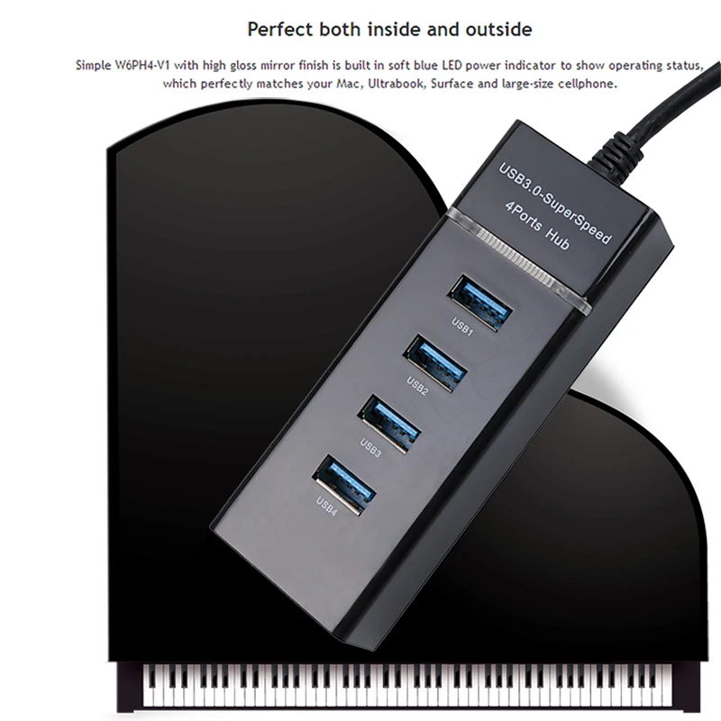 Kebidu 4 порта usb-хаб адаптер высокоскоростной 5 Гбит/с USB 3,0 мульти концентратор разветвитель расширения для настольных ПК ноутбук адаптер