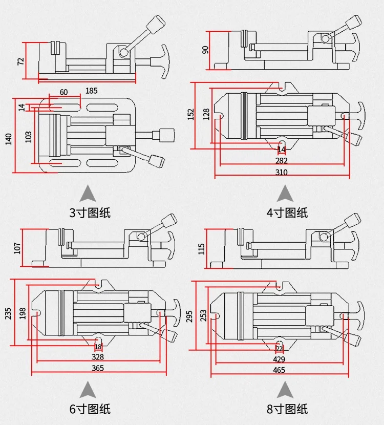 3 дюйма 4 дюйма 6 дюймов 8 дюймов сверхмощный Быстрый сверлильный станок плоскогубцы прецизионные скамьи сверла быстро движущиеся приспособления тиски для деревообработки