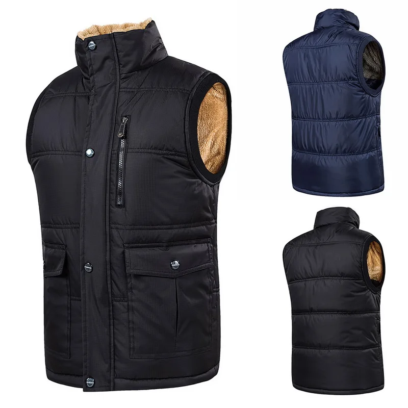 CALOFE Plus Size 6XL Vest Men Winter Warm Vests Male With Many Pockets