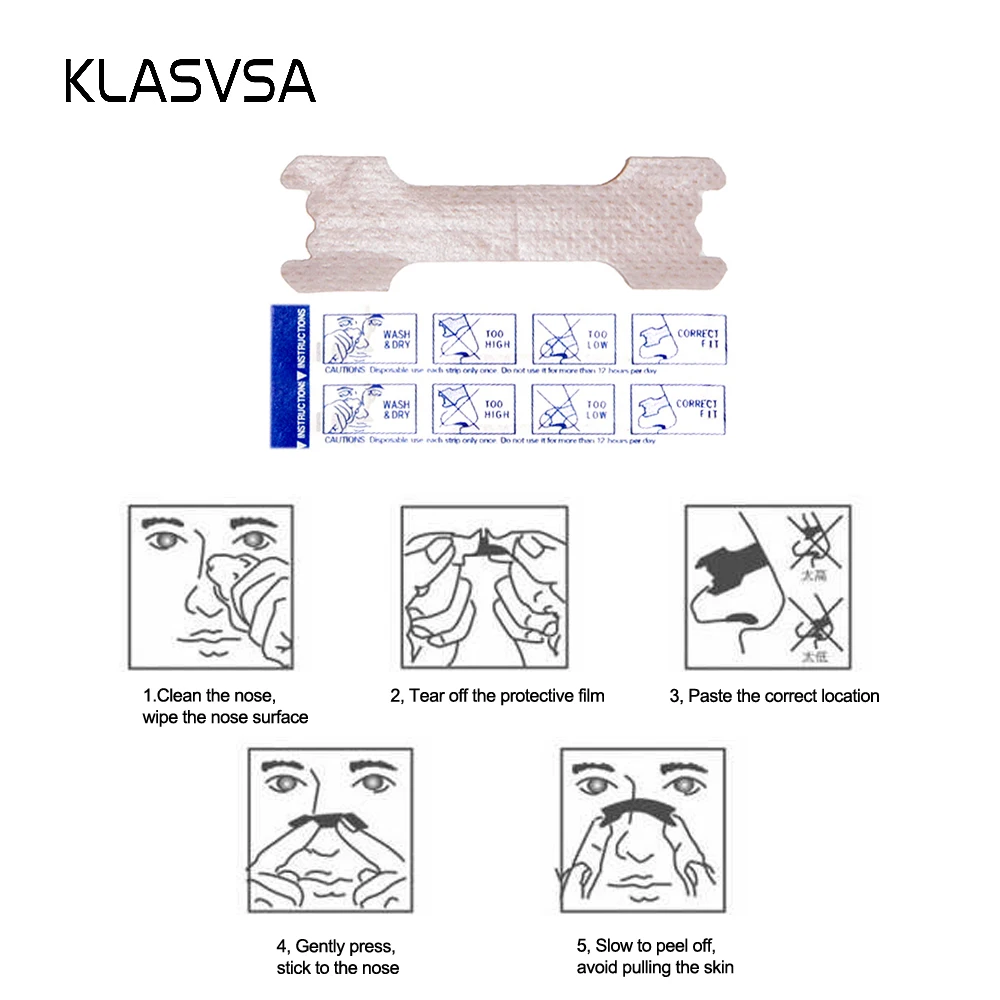 KLASVSA 100 шт./упак. носовые полоски(Малые/средние) Лучше дышать анти храп спальный уменьшения храпа помощи устройства здоровья сна