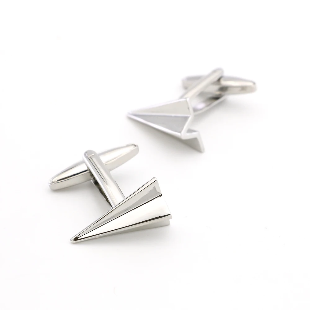 

Men's Paper Plane Cuff Links Copper Material Silver Color