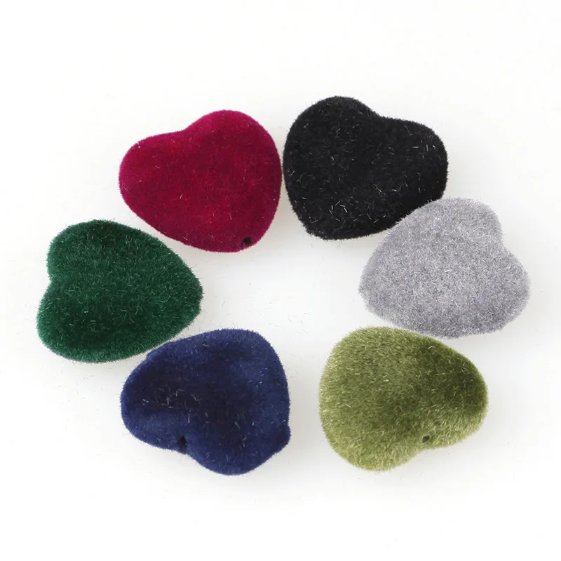 

10pcs 19*18mm Velvet Fabric Covered Heart Flatback Cabochon Decoration Buttons Handmade Scrapbooking DIY Accessories