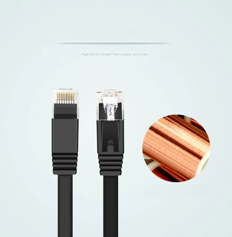 2M  6FT  Pure copper wire CAT6 Flat UTP Ethernet Network Cable RJ45 Patch LAN cable black white color