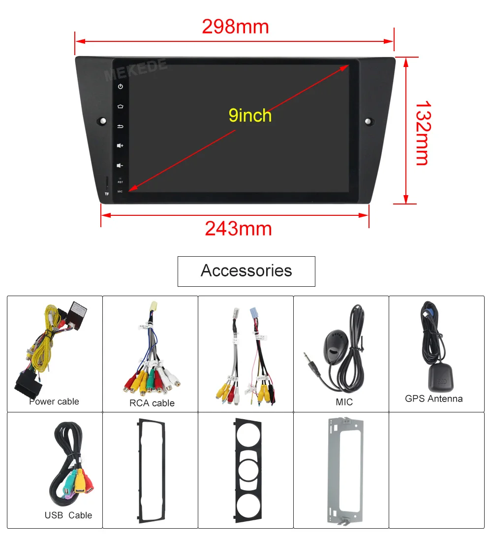 MEKEDE Android 9,0 9 дюймов ips DSP Автомобильный мультимедийный dvd-плеер для BMW E90 E91 E92 E93 gps навигация аудио видео wifi BT головное устройство