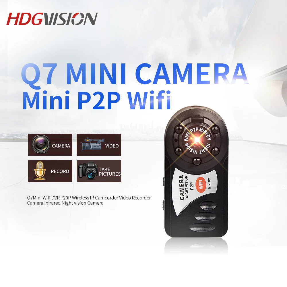 

HDGVISION Mini Wifi Camera Wireless DVR Camcorder Video Recorder Camera IR Night Vision Motion Detection IP Camera