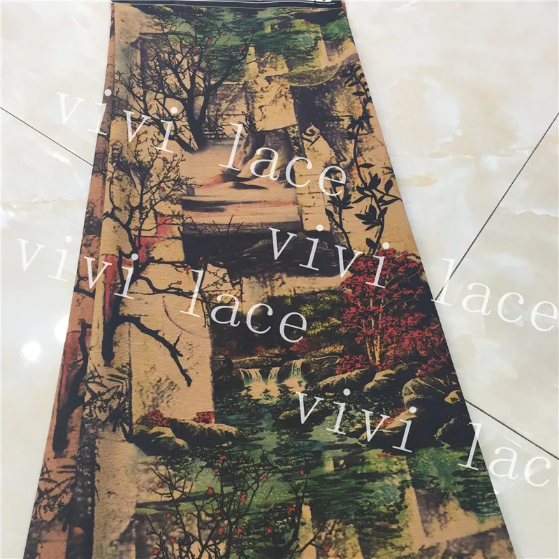 

5yards lm002-2 digital print thick stretch polyestor crepe good for shape autumn winter dress fabric for sawing dress/wedding