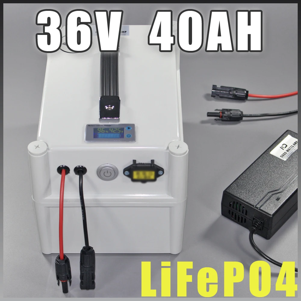 Perfect 36V 40Ah LiFePO4 Portable battery , 2000W Electric Bicycle Battery + BMS Charger 36v lithium scooter electric bike battery pack 0