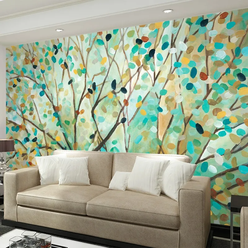 European-Oil-Painting-Wall-Mural-Cartoon-Flowers-Tree-Photo-Wallpaper-For-Kids-Custom-Wall-paper-Boys