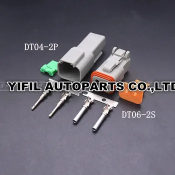 

50pcs/lot DT04-2P DT06-2S Auto 2 pin DT series Deutsch male and female Connector with terminals