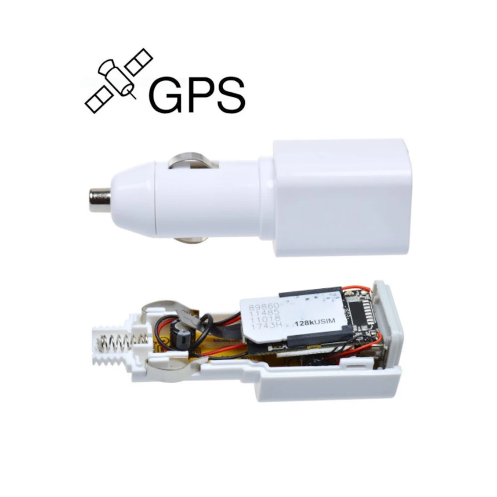 مصغرة سيارة شاحن GPS مكافحة سرقة محدد المقتفي GSM جي بي آر إس تتبع جهاز USB ميناء لالروبوت الأسود الأبيض