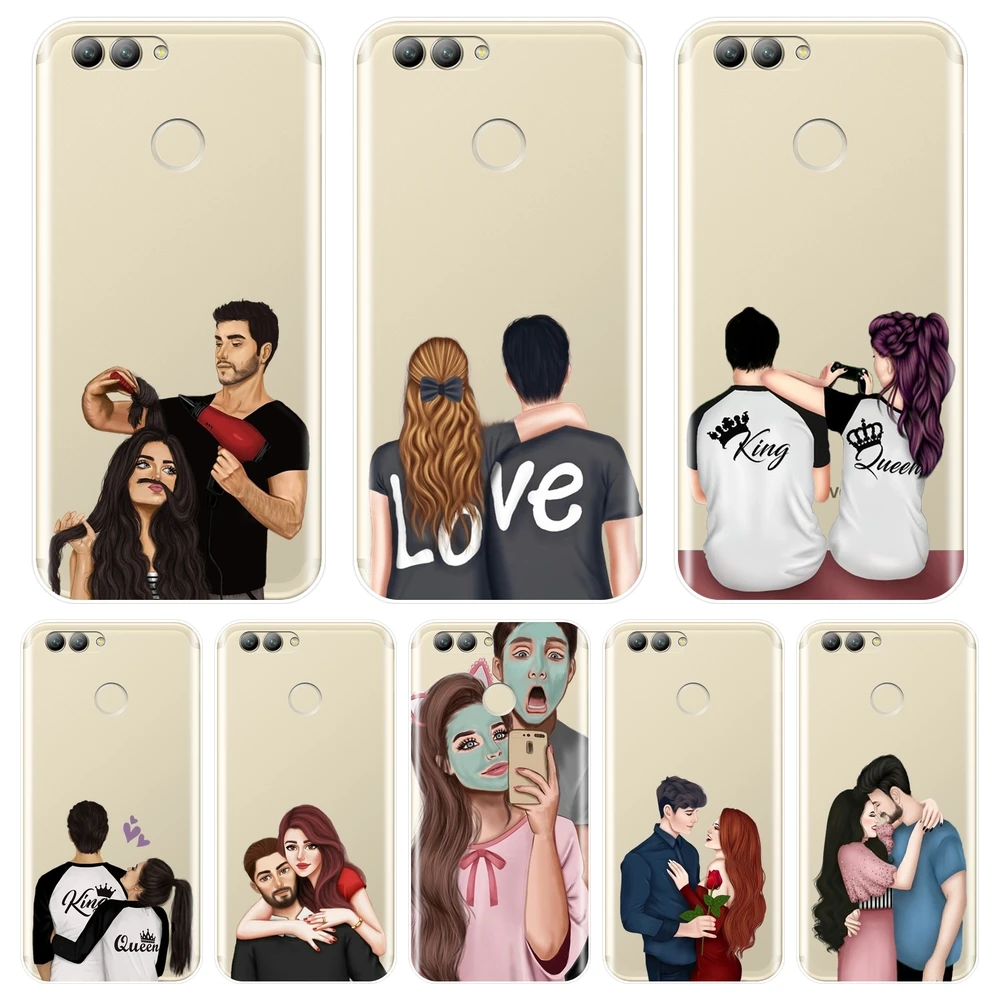 

TPU Phone Case For Huawei Nova 2i 2 Lite Plus 3 3I 3E Soft Silicone Couple Love Heart Back Cover For Huawei Nova Smart Lite 2017