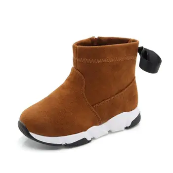 

Girls short boots children's Martin boots 2018 winter new solid color tube children's warm cotton shoes Princess wild boots