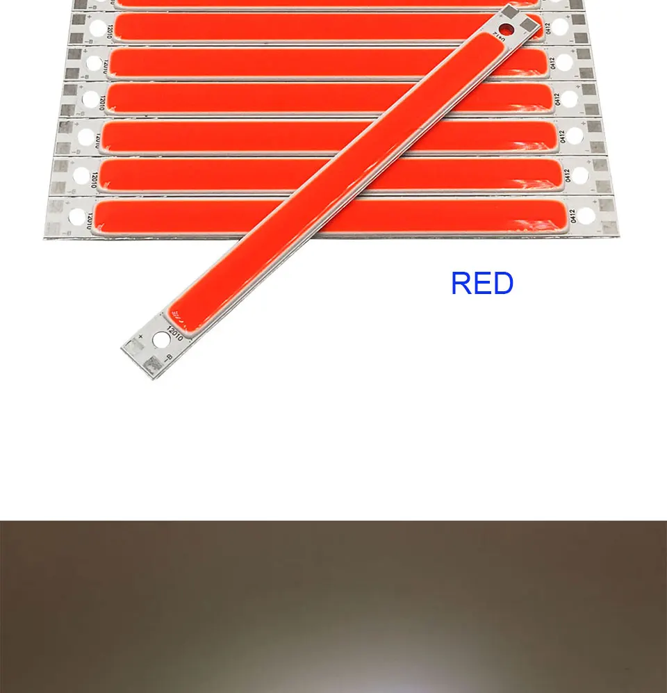 120mm 4.72in LED Bar Light Strip COB Bulb 12V 7W 10W LED Lamp Green Blue Red White Emitting Colors 12010mm COB Chip (11)