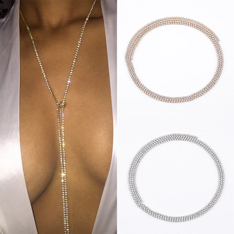

LNRRABC 1PC Hot Fashion Simple Silver/Golden Women Crystal Necklace Statement Pendant Charm Chain Chunky Jewelry