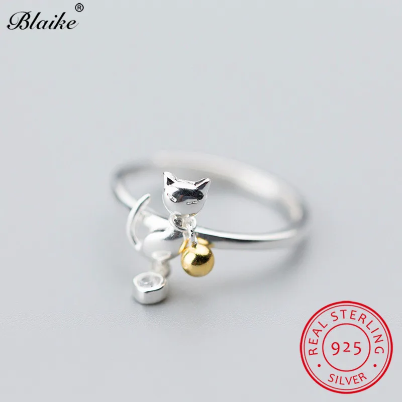 Женские кольца в виде кошки Blaike кольцо колокольчика из серебра 925 пробы
