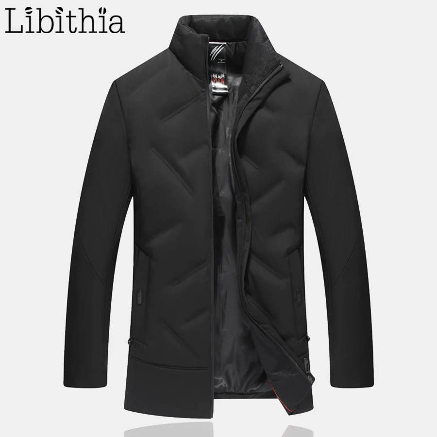 Men Casual 90% White Duck Down Parka Jacket Men's Long Style Zippers Coat Stand Collar Winter Clothes Male Black Dark Green T255