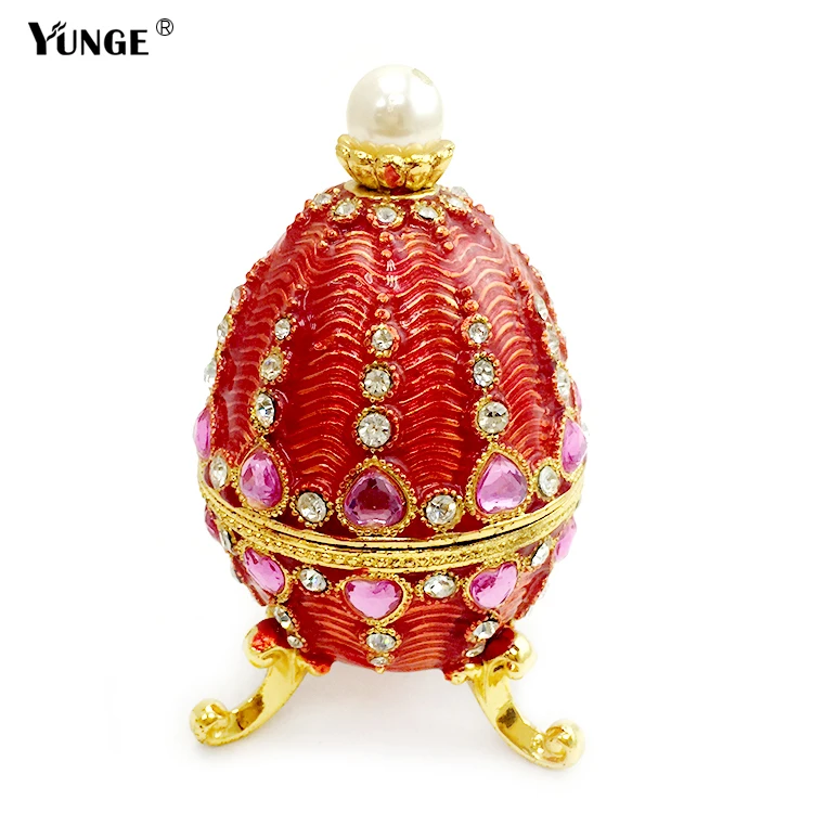 

Collectible Russia Eggs Figurine Jewelry Trinket Box Souvenir Gold Easter jewelled gift Box Crystal Decorations Easter Gifts