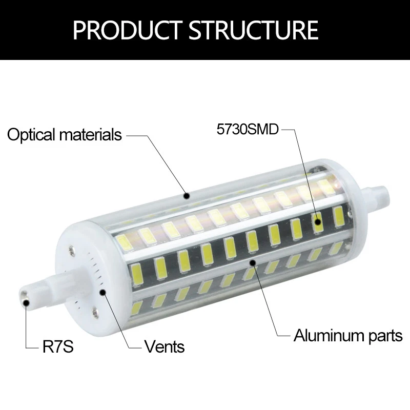 5W 10W 15W 20W лампа светодиодный R7S 78 118 135 189 мм светодиодный Диод прожекторная лампа SMD 5730 чип без мерцания 85 V-265 V R7S светодиодный прожектор