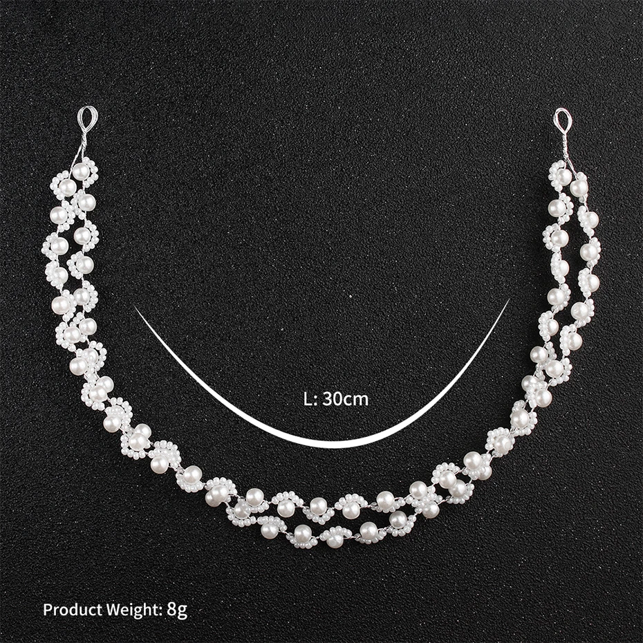 Miallo Newest White Acrylic Pearls Handmade Headbands Wedding Hair Accessories Fashion Headpieces Jewelry Women Hair Vine