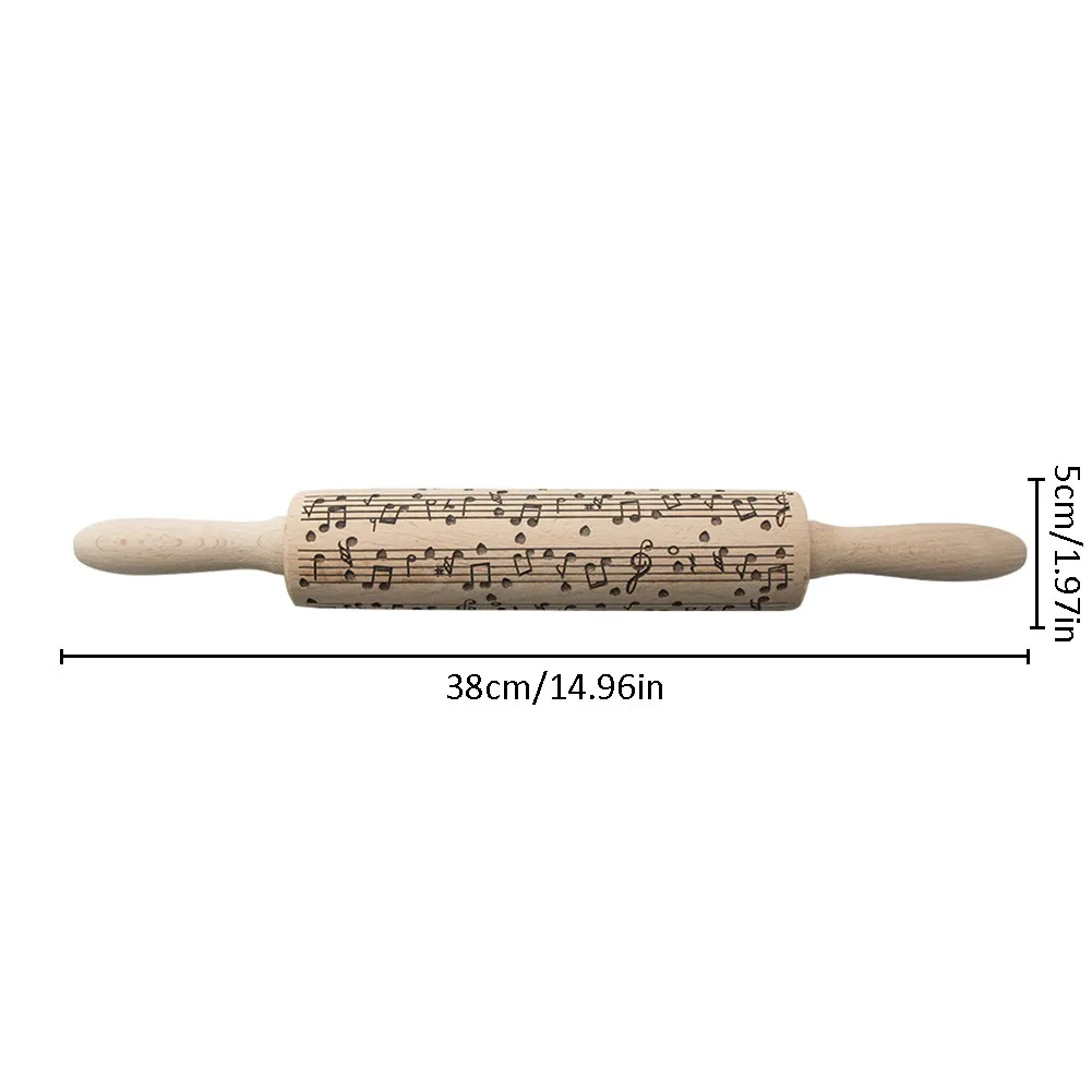 Буковая деревянная Скалка тиснение резьба для выпечки лапша торт тесто печенье музыкальная заметка ролик помадка торт узорчатый ролик