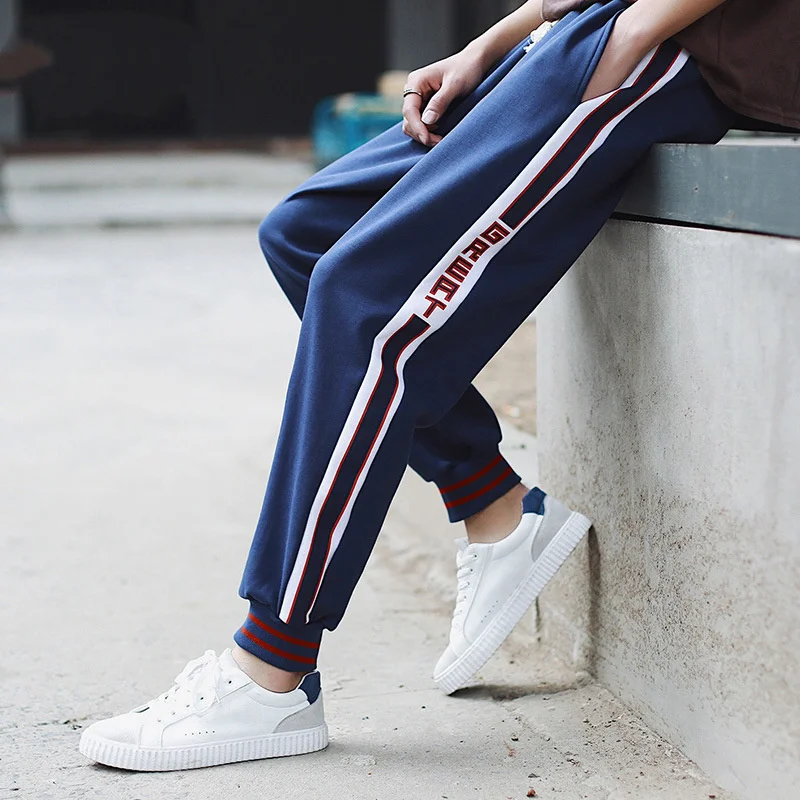 2019 New Year hot men's sports men's jogging sports pants high waist pants letter printing breathable elastic hem movement