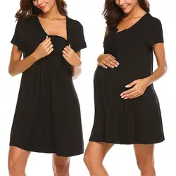 Vetement femme/женская одежда для беременных; платье для кормящих мам с коротким рукавом и круглым вырезом; повседневные платья для кормящих